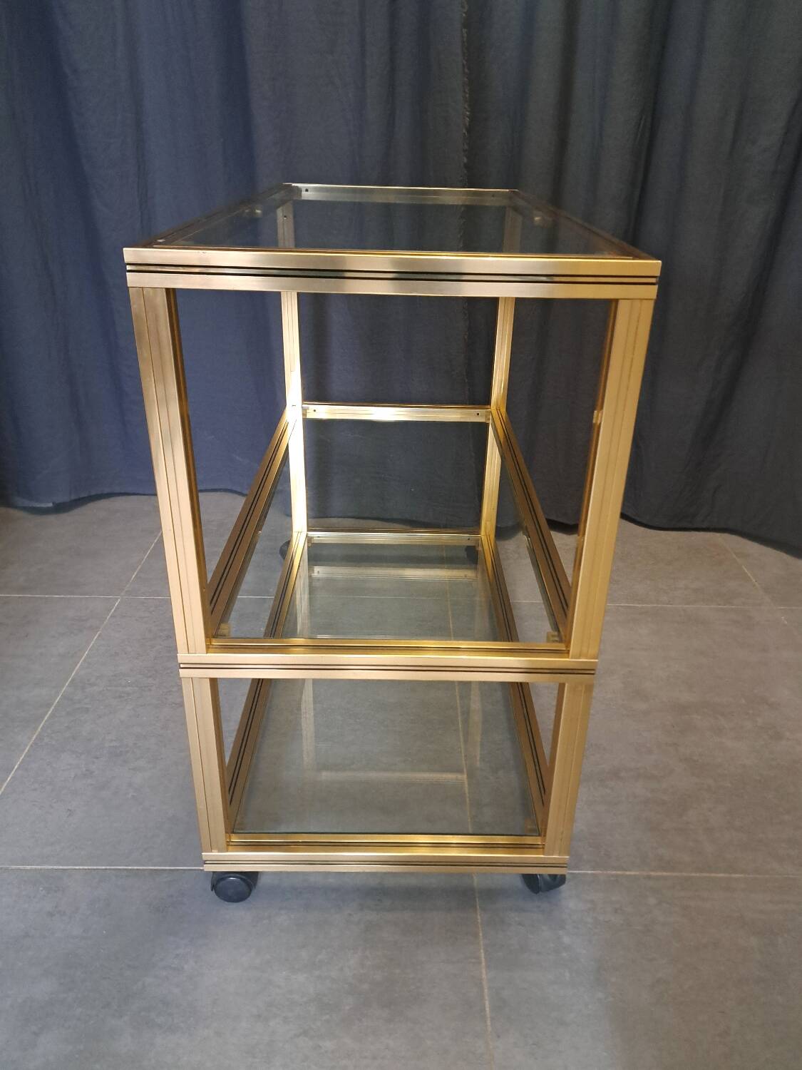 Pierre Vandel serving trolley in gold aluminum