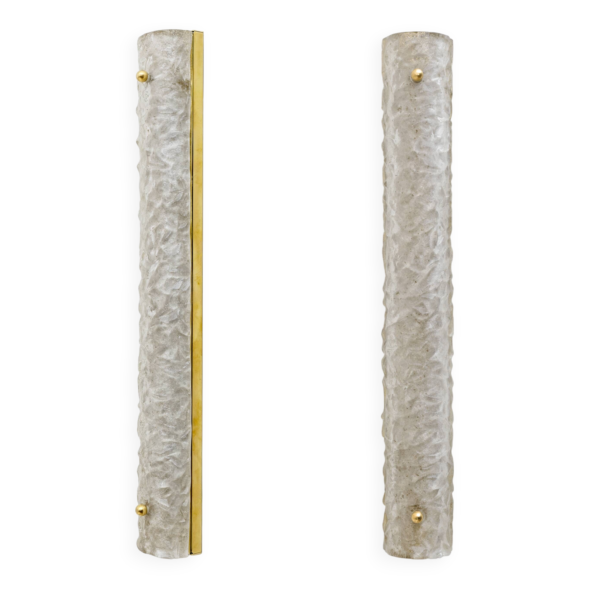 Pair of Modern Brass and Murano Glass "Scavo" Sconces