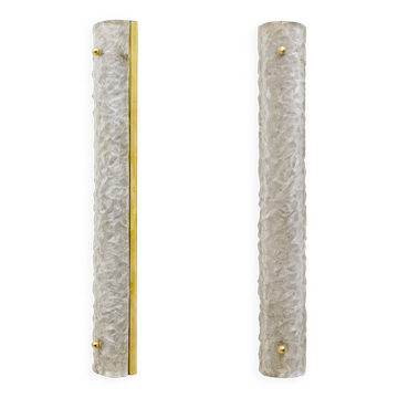 Pair of Modern Brass and Murano Glass "Scavo" Sconces