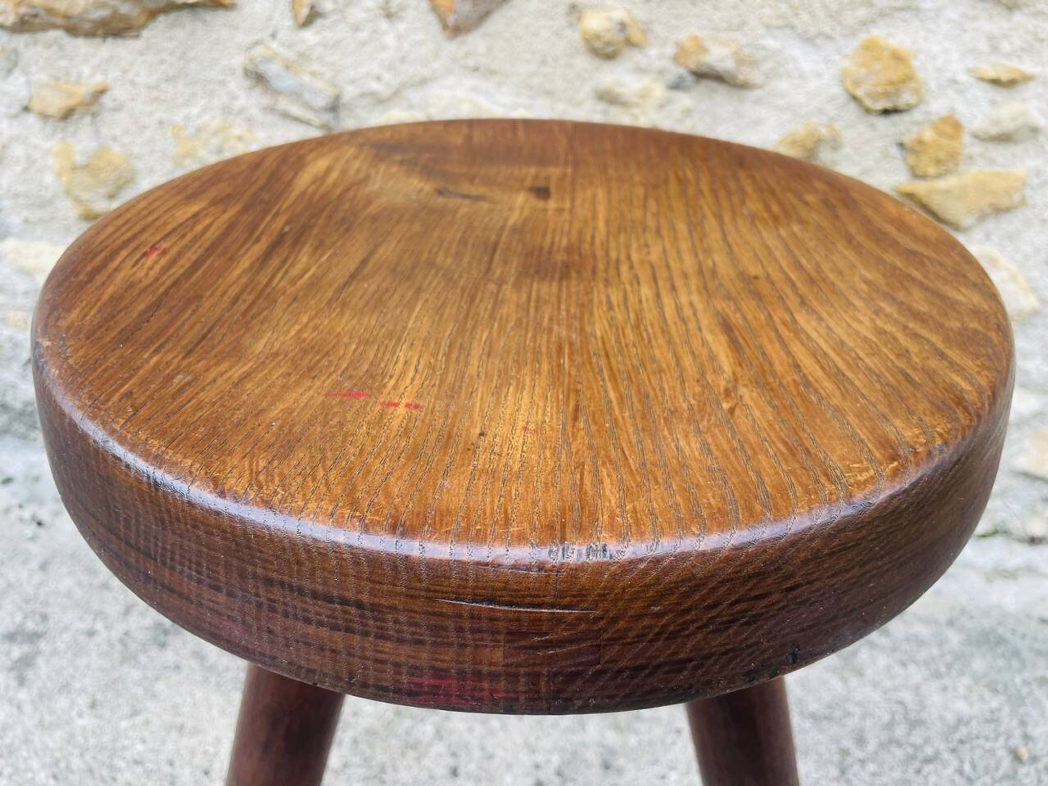 Vintage "Berger" stool, tall, in ash, Charlotte Perriand, 1950s