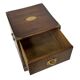 Vintage set of wooden bedside tables in military campaign style design