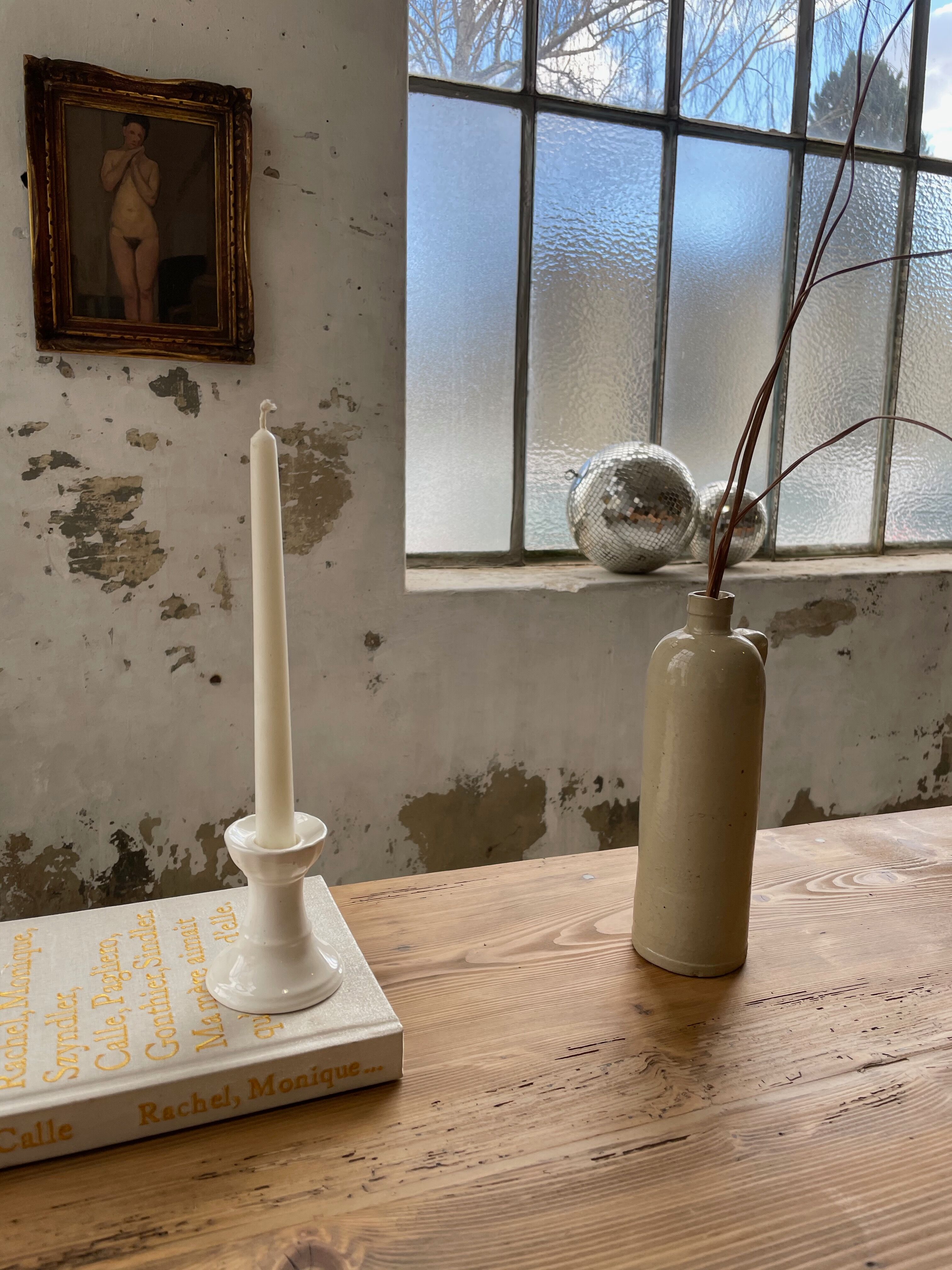 Vintage white ceramic candlestick