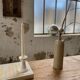 Vintage white ceramic candlestick