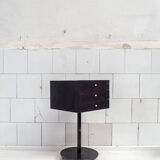 Bedside table shapes in wood and painted iron, marble details, 80s