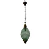 Suspension lumineuse en verre de Murano vert