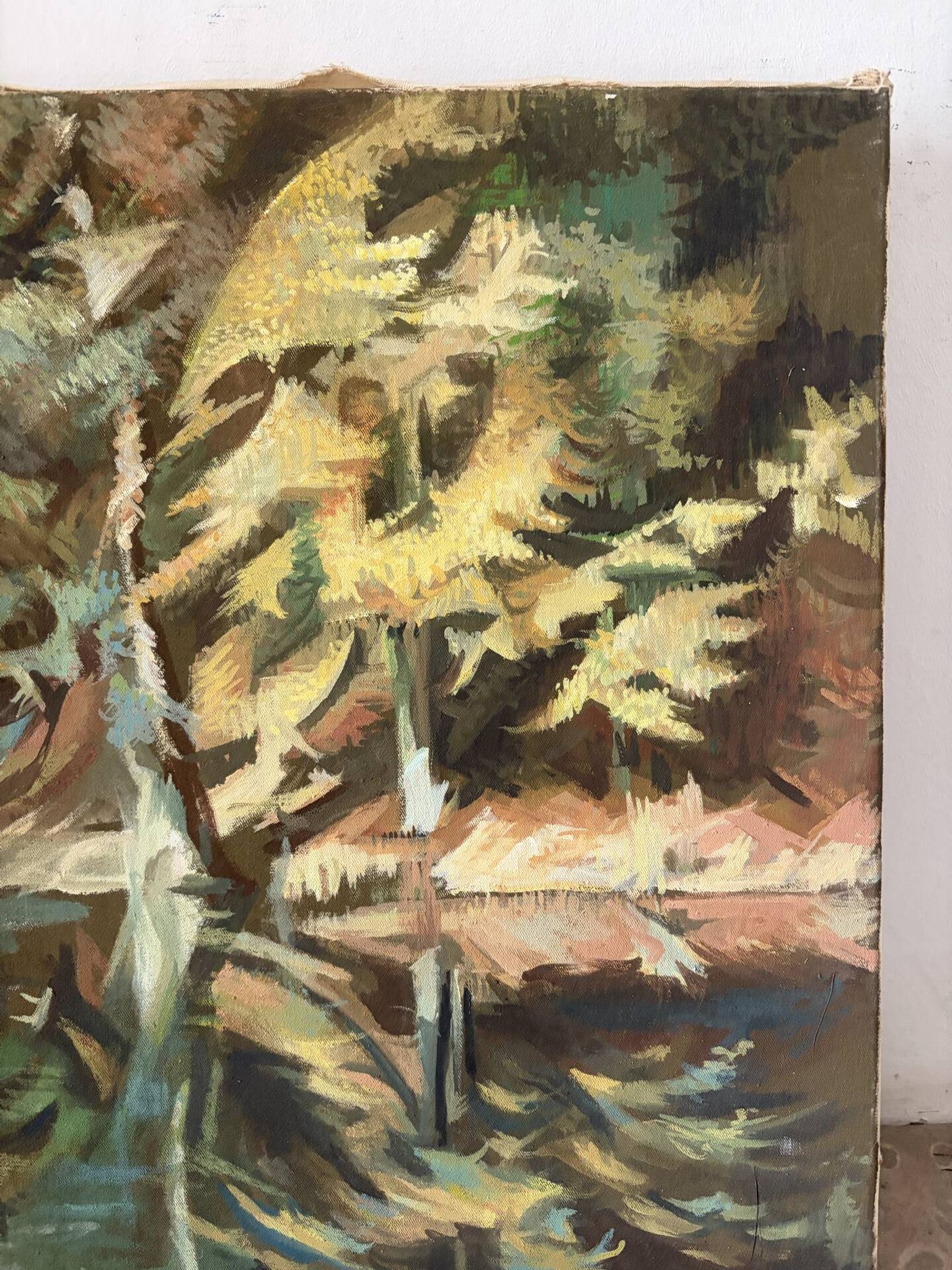 Reflections of trees on the water, oil on canvas signed