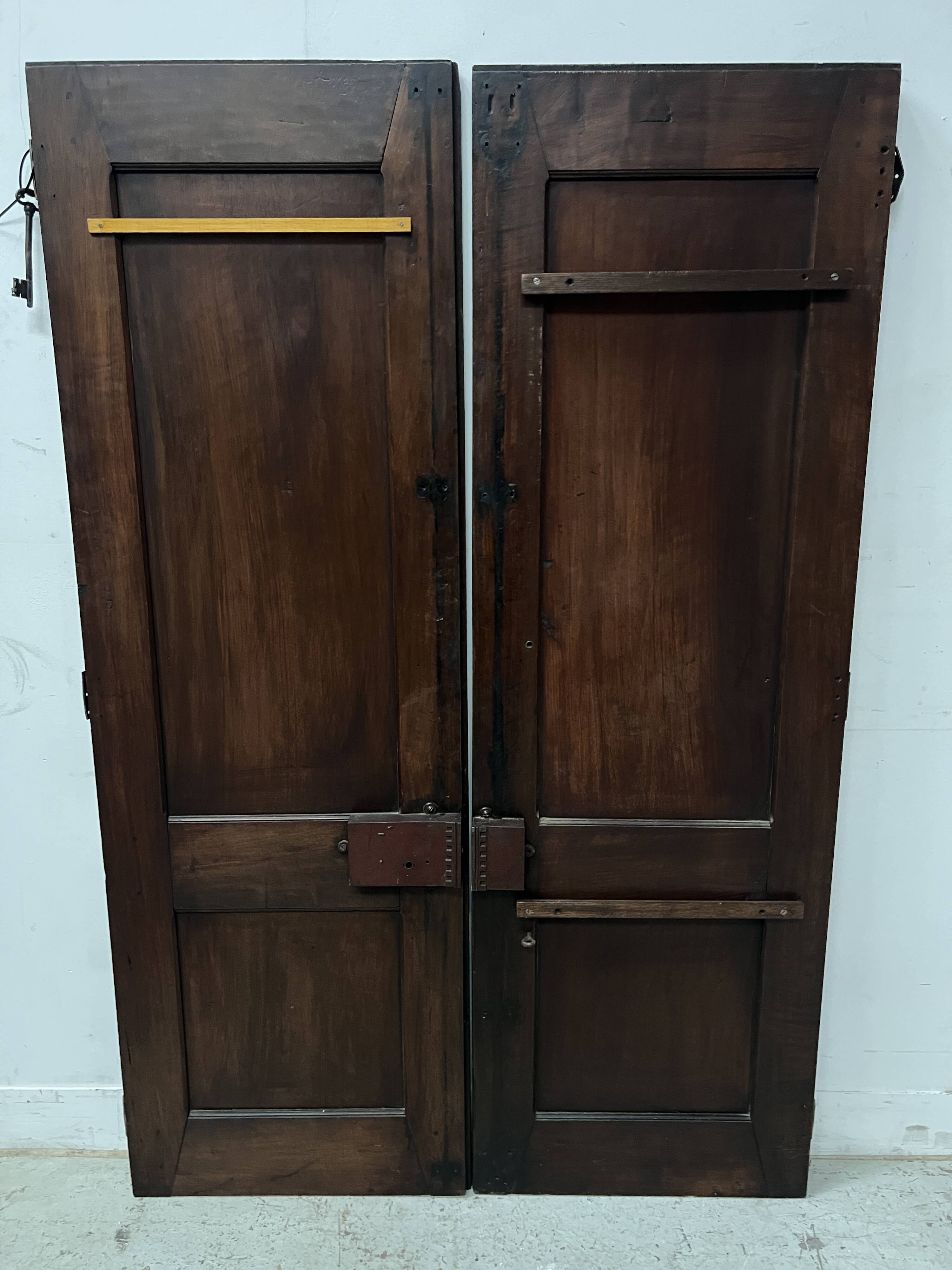 Pair of 18th-century solid walnut double-panel doors