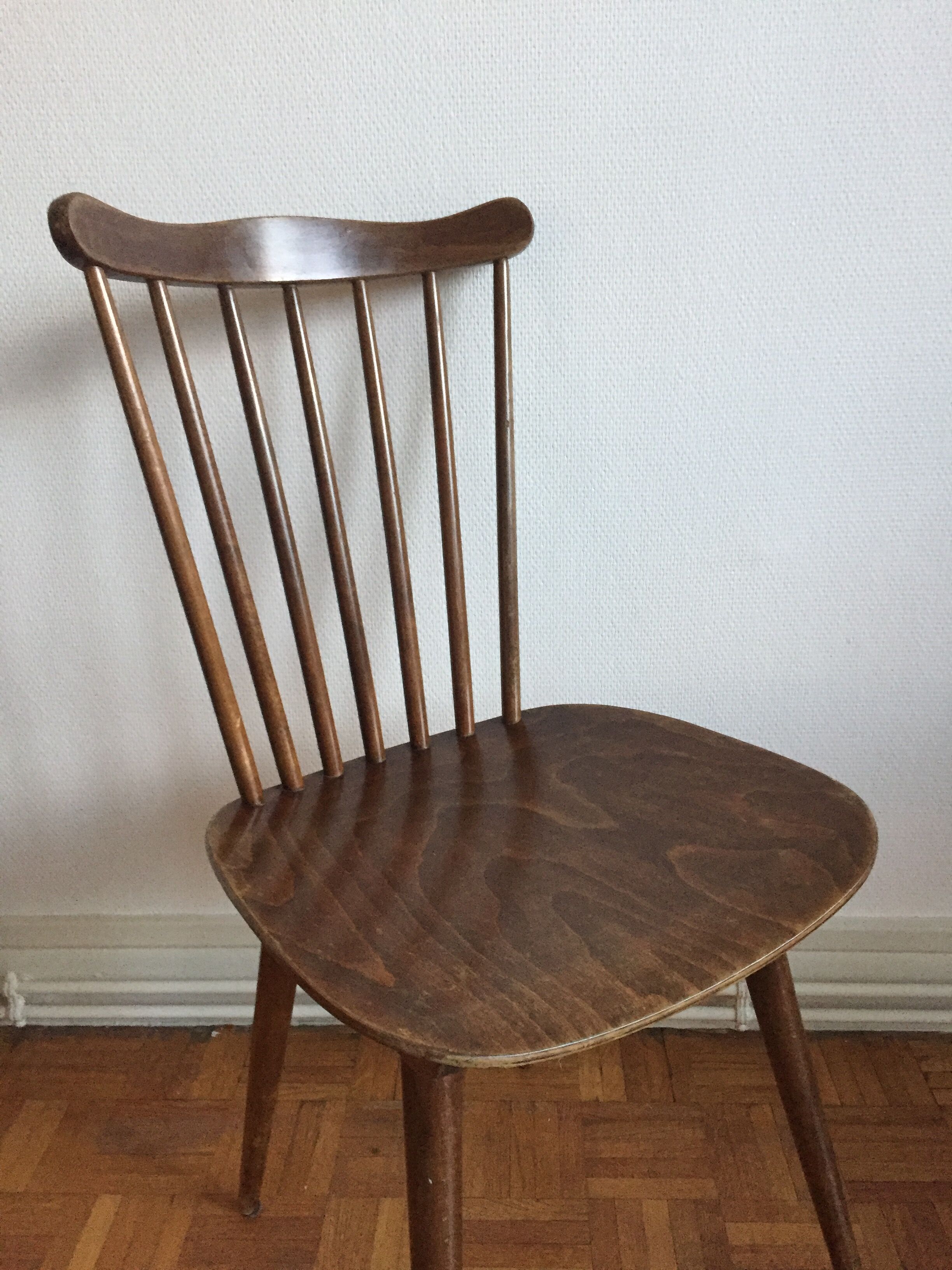 Set of 6 chairs Baumann Menuet in beech, compass feet