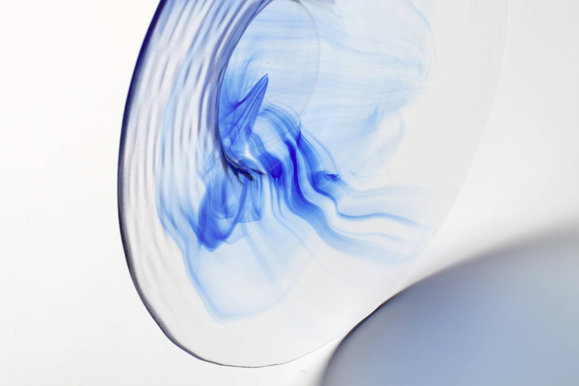 Vintage Blue Swirl Glass Fruit Bowl / Bormioli Rocco / Italy / 1990s