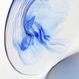 Vintage Blue Swirl Glass Fruit Bowl / Bormioli Rocco / Italy / 1990s