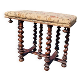 Ancien Tabouret En Bois Tourné