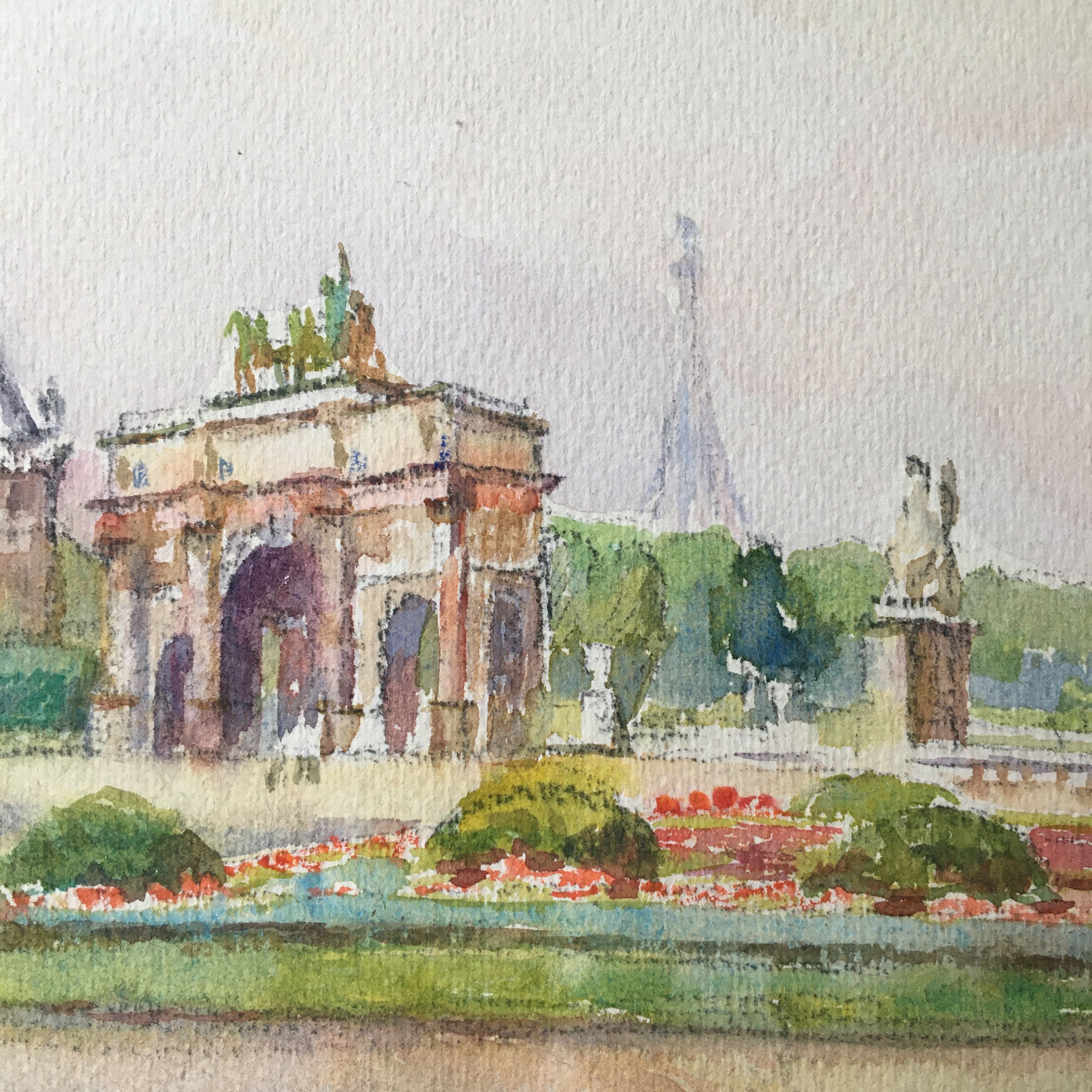 watercolor "Tuileries Garden in Paris"