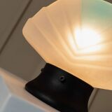 Murano Glass Shell Table Lamp in White with Blue Accent – Italian 1980s Vintage Space Age Design