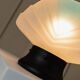 Murano Glass Shell Table Lamp in White with Blue Accent – Italian 1980s Vintage Space Age Design