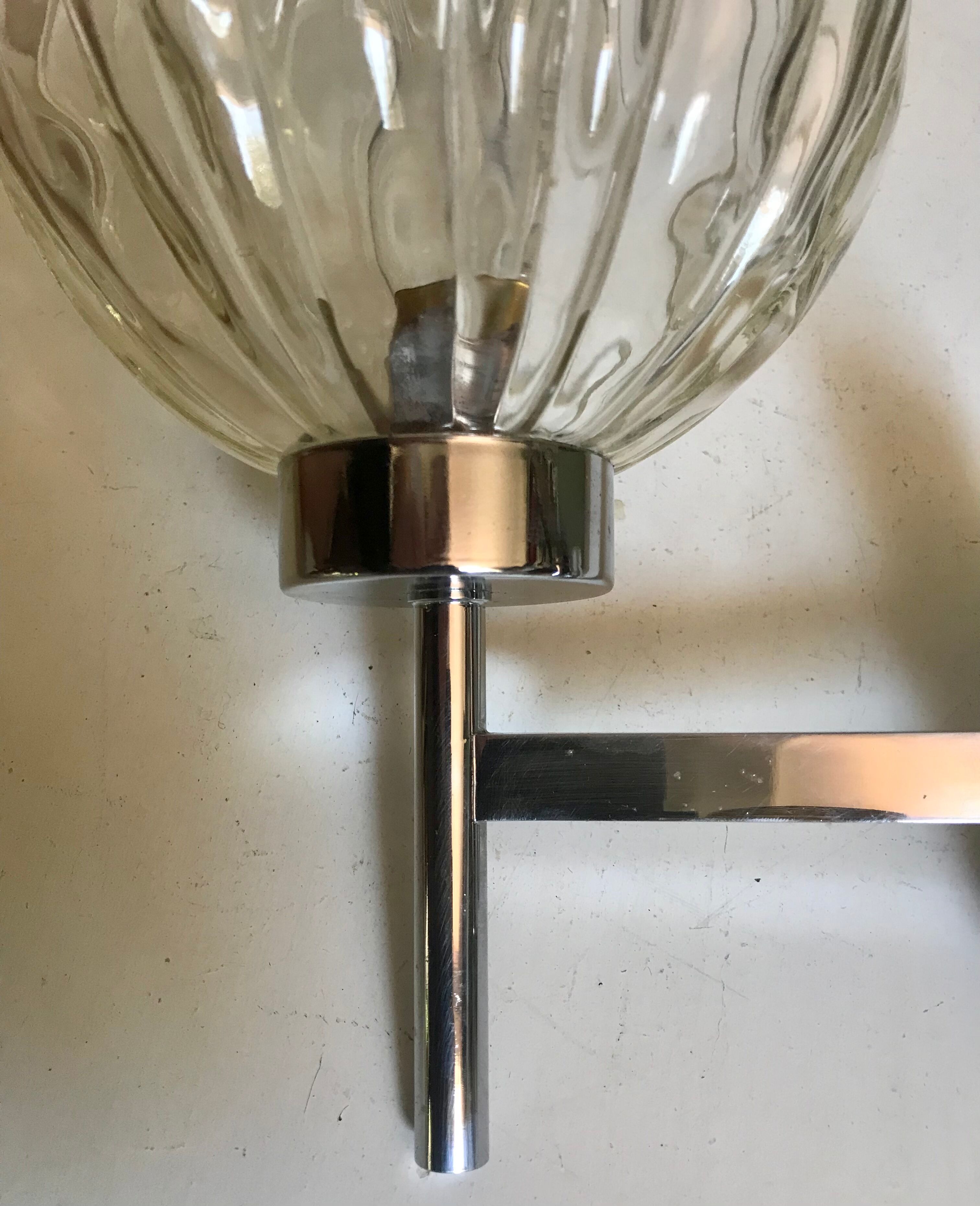 Chrome and vintage glass sconce