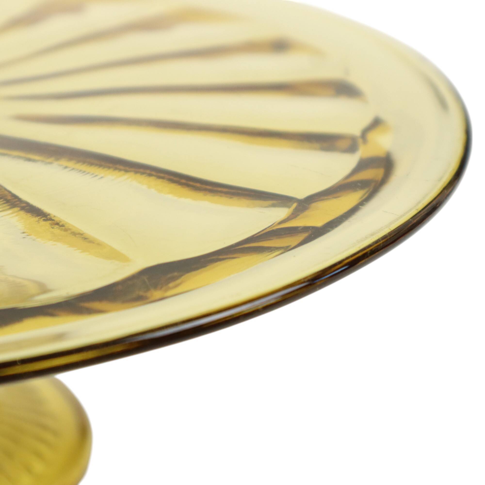 Art Deco Amber Cake Dish Pastry Bowl Depression Glass