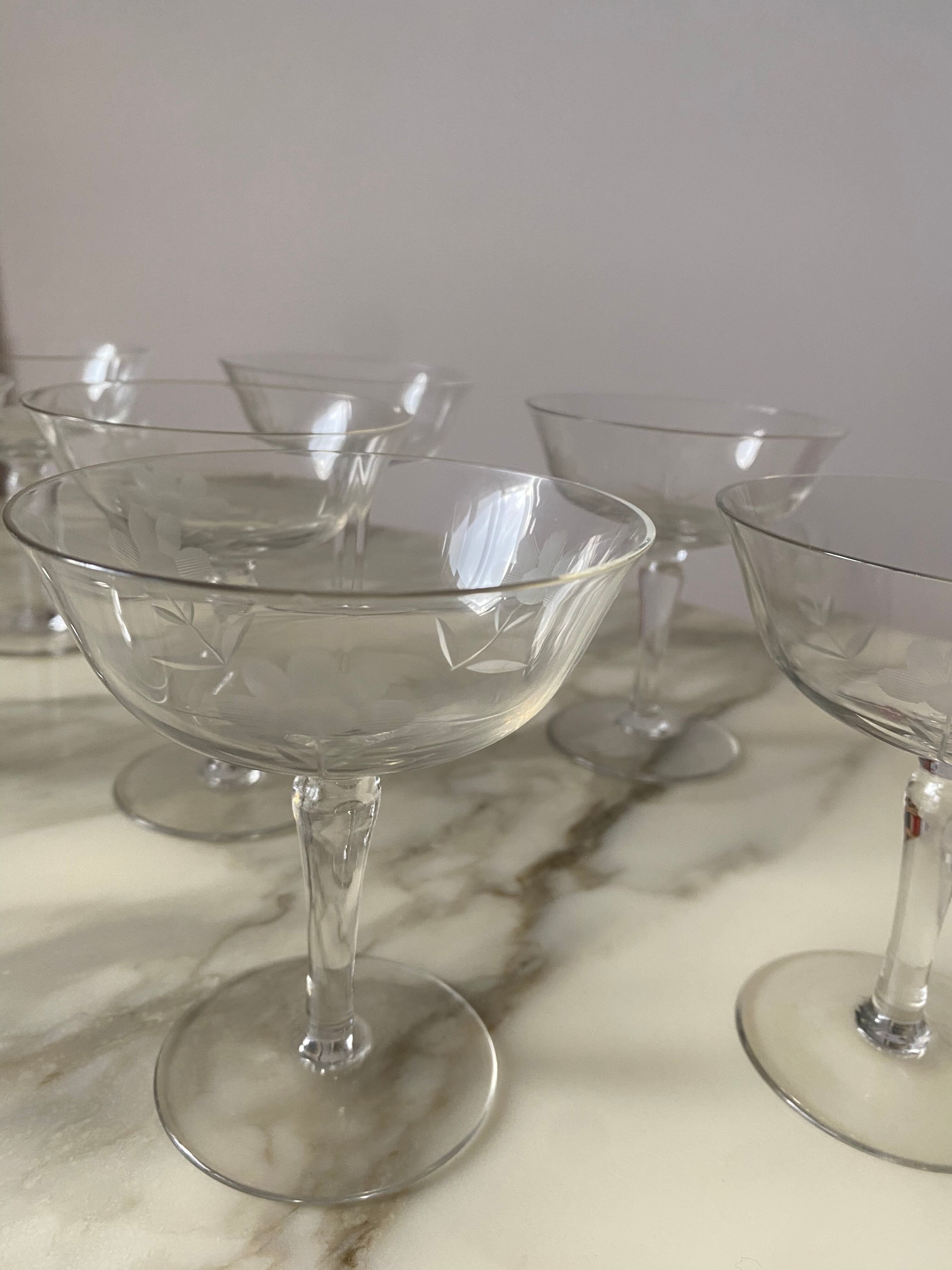 Engraved crystal glass service