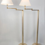 Paire de lampadaires modulables en laque et laiton 1970s
