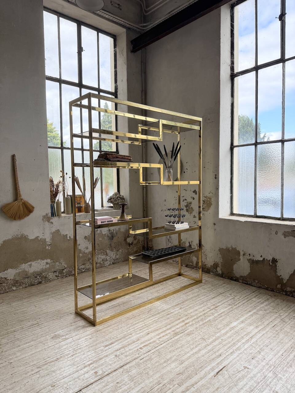 Brass shelf 1970 Belgo Chrom regency