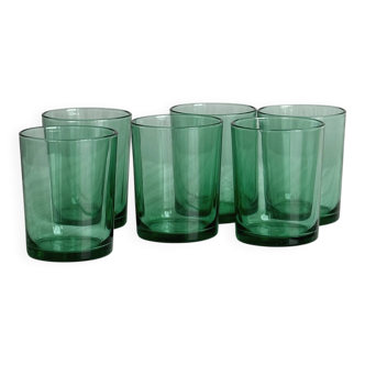 Lot de 6 verres verts translucides vintage