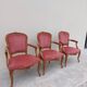 Série de 3 chaises Louis XV en chêne ancienne