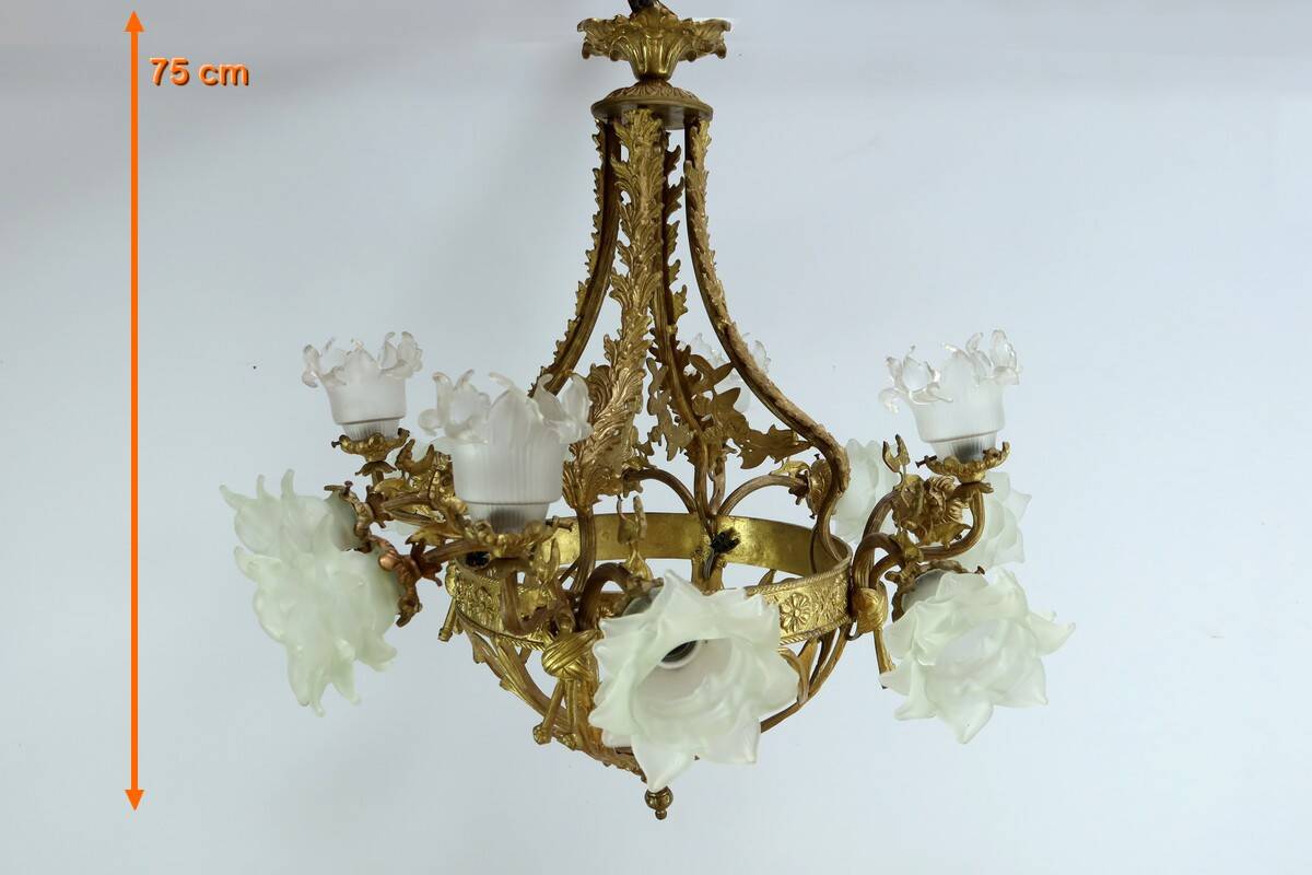12-Light Chandelier in Gilded Bronze, Napoleon III Style – Late 19th Century