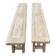 2 stripped farmhouse benches in solid oak 1950 200cm