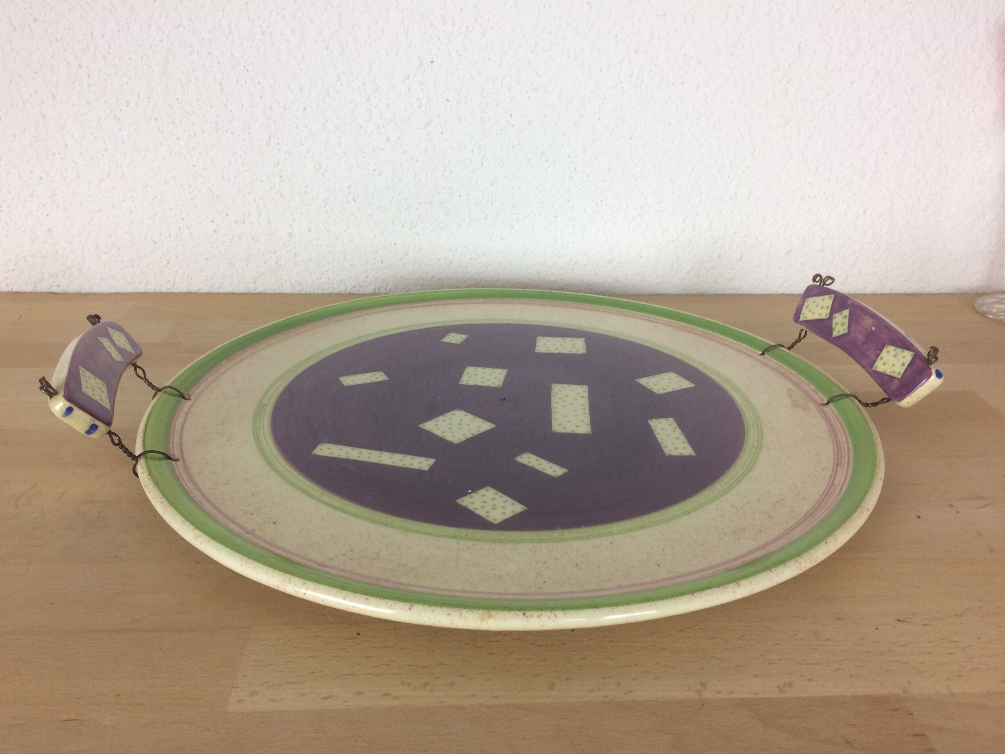 80s ceramic tray, signed