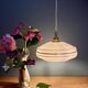 Vintage pendant lampshade in pink Clichy glass with gold trim