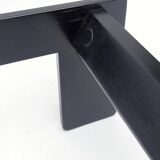 Square black lacquered wood coffee table design 1980