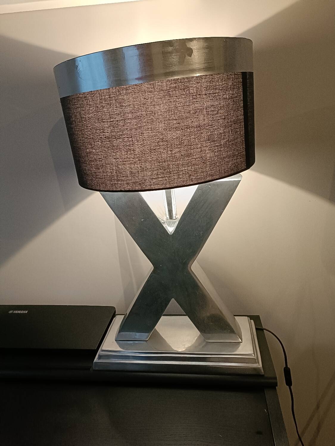 Lamp in X, cross, steel, design