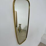 Old gilded brass mirror, 60s design rearview mirror, Schön-form vintage