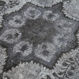 Hand-knotted carved anatolian 1970s 161 cm x 273 cm grey carpet
