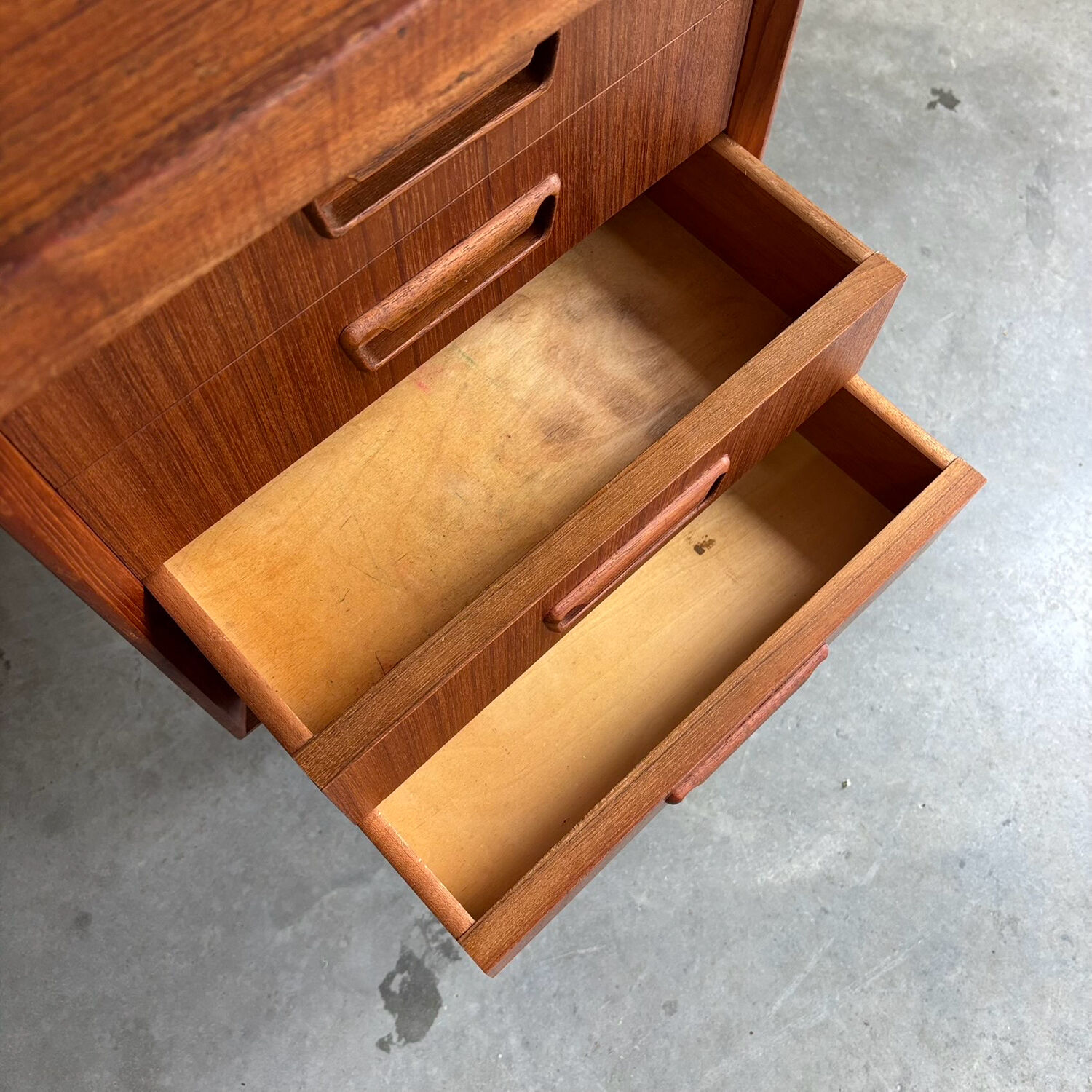 Big vintage Danish freestanding desk in teak