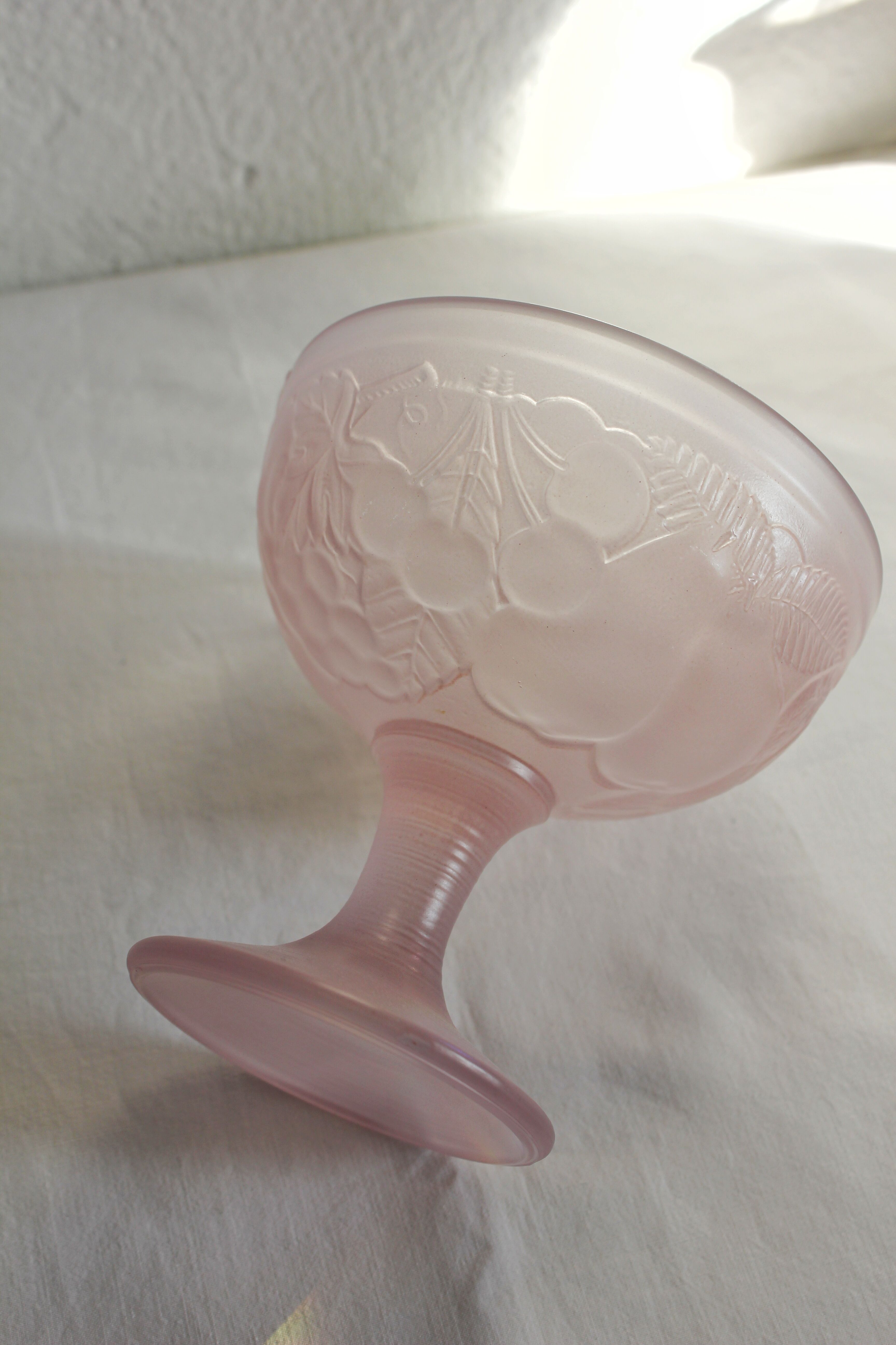 2 vintage pastel opal glass ice cream cups