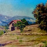 1920s French Impressionist Oil on Panel – Signed Provence Farmhouse Landsca
