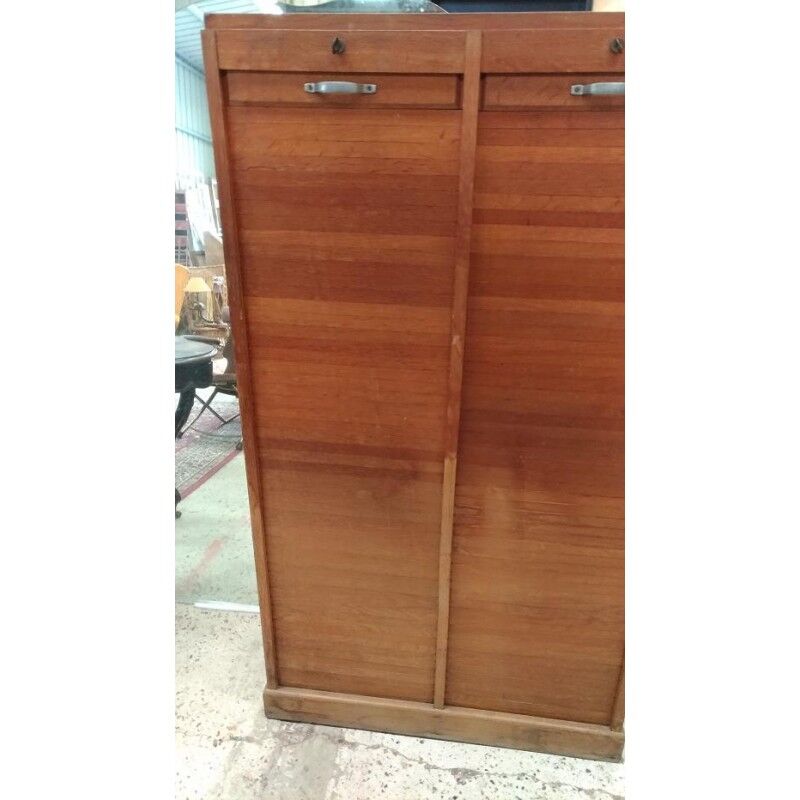 Cabinet wood double curtain