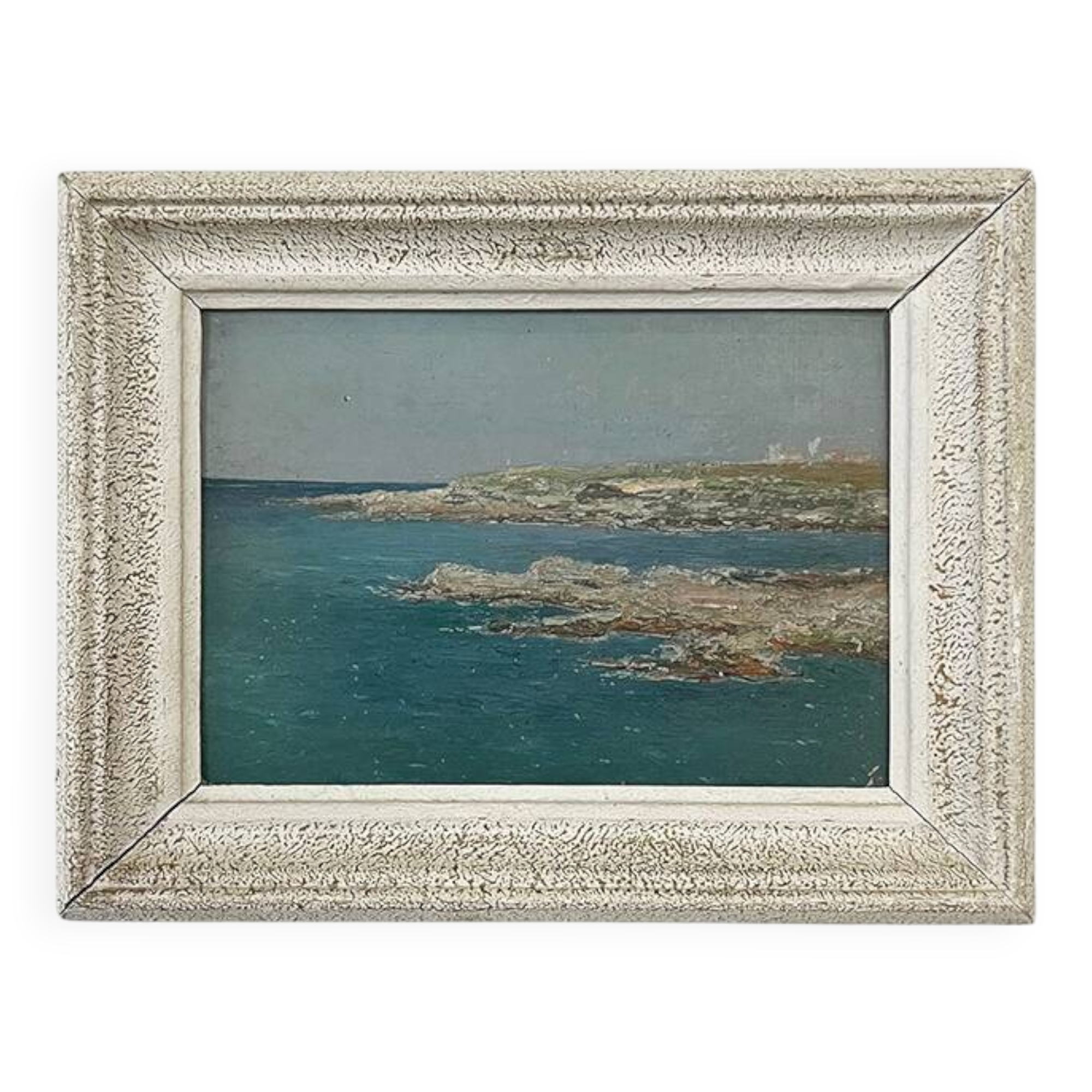 Tableau "Bord de mer", huile sur carton fort.