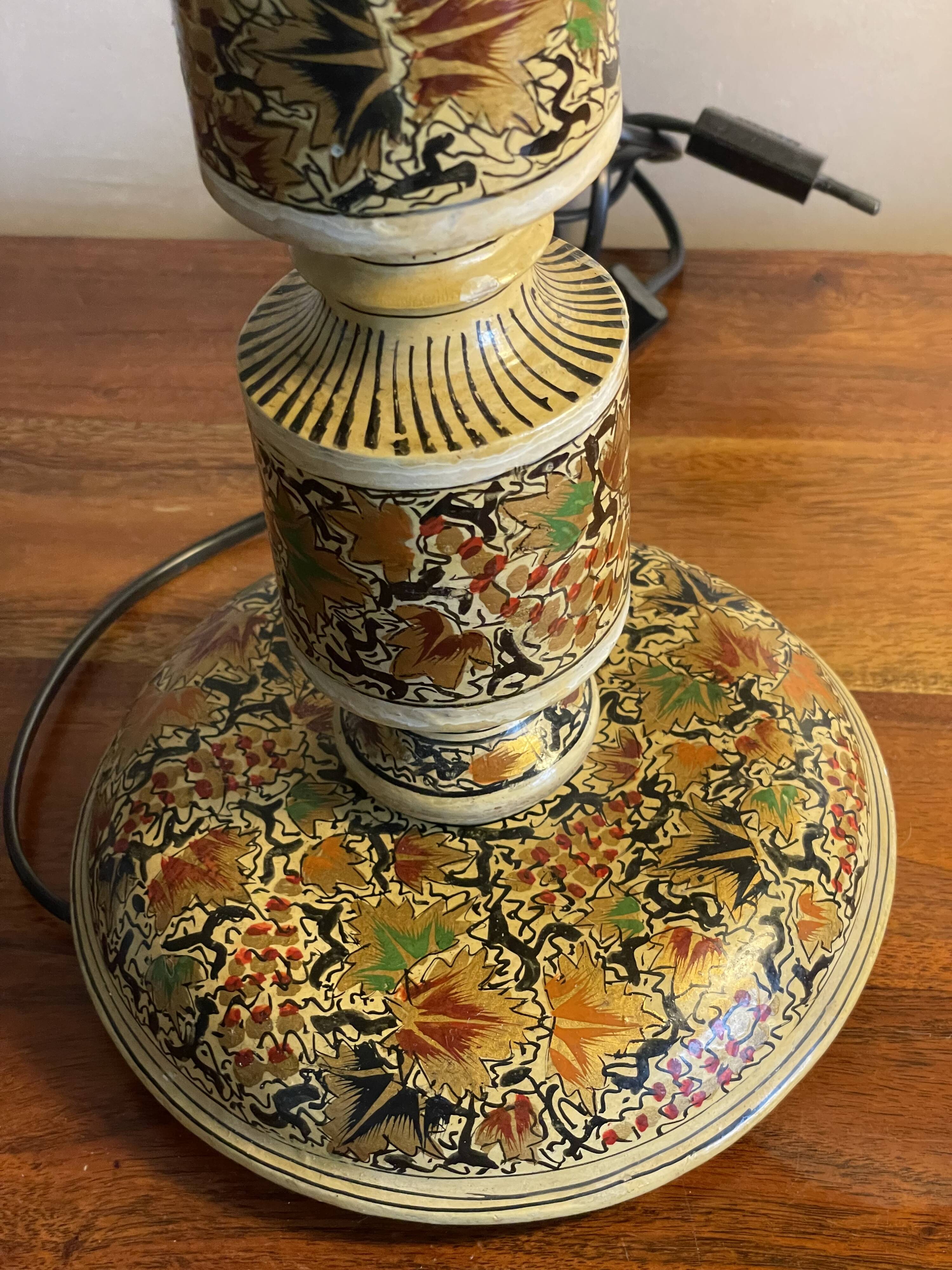 Large painted wooden lamp