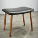 Danish Modern Beech Footstool with Black Vinyl Seat, 1960s