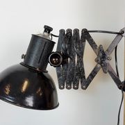 Industrial Black Enamel Scissor Wall Lamp, 1950s