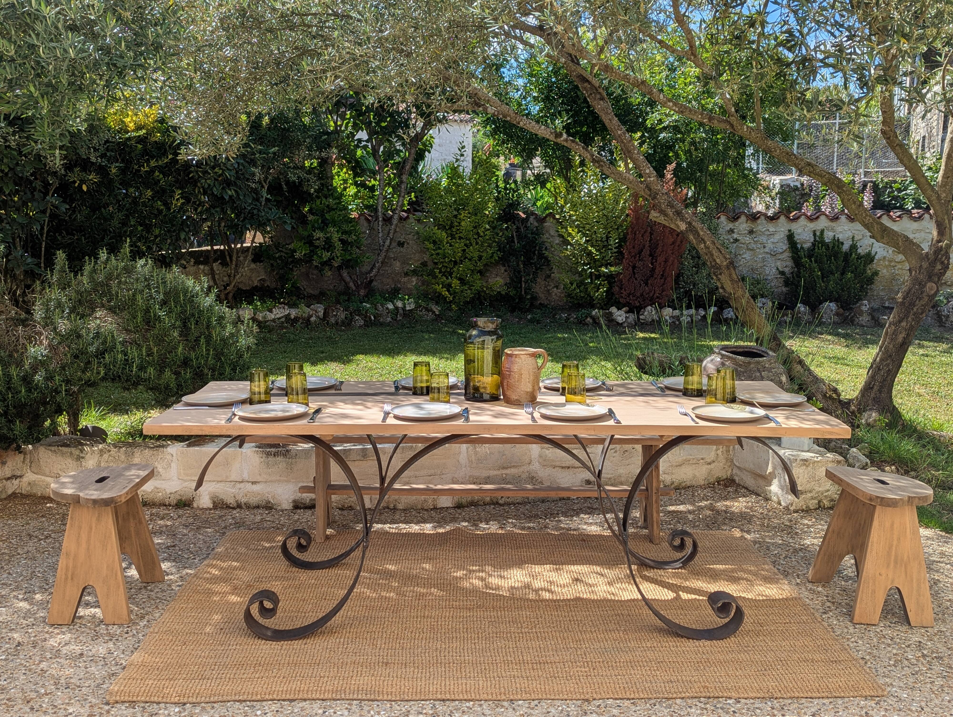 Table set, stools and benches
