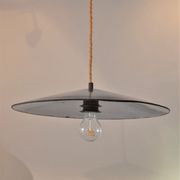 Vintage pendant lamp in blue enamel – rust and jute finishes