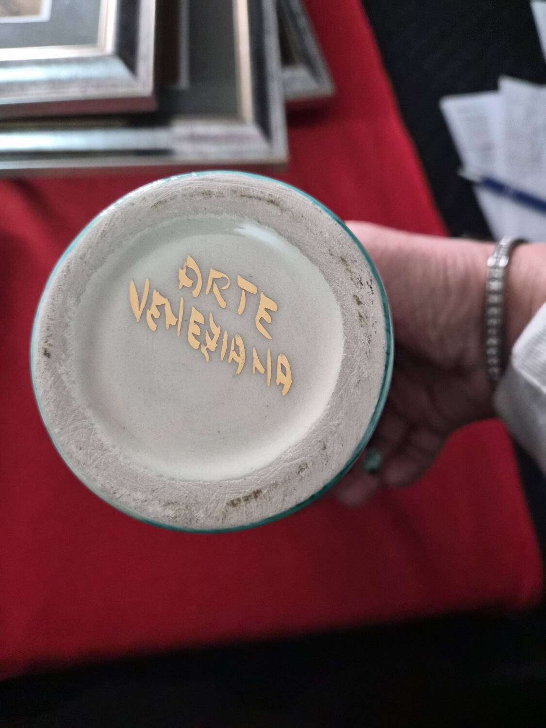 decorative ceramic pitcher, signed "Arte Veneziana"