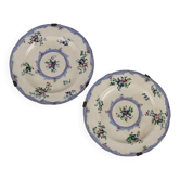 Assiettes anciennes en faïence à décor floral XIXe siècle