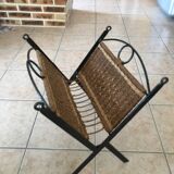 Pretty magazine rack in iron and braided rope