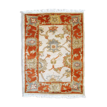 Tapis vintage indien mahal fait main 64cm x 97cm 1980s