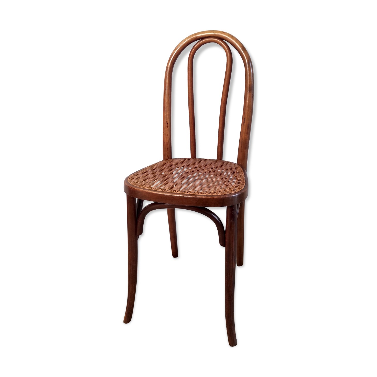 Chaise bistrot en bois courbé et cannage début XXème