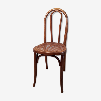 Bistro chair in curved wood and cannage, early twentieth century