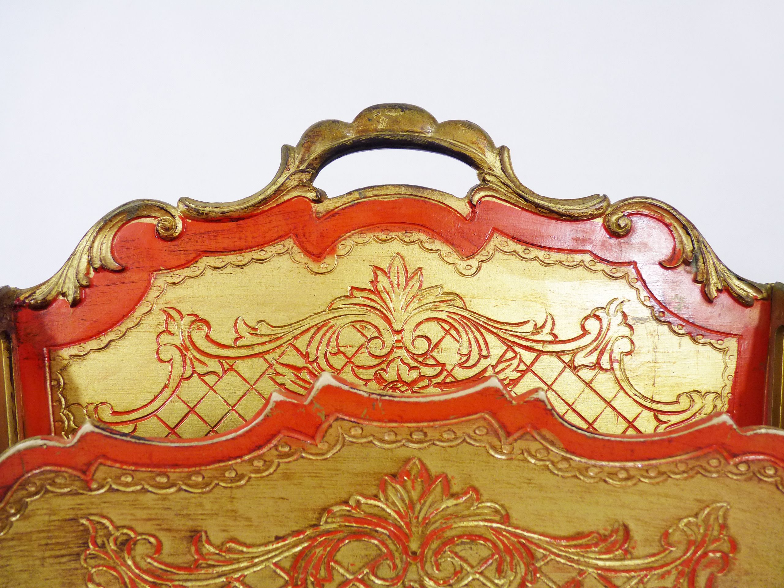 Vintage florentine gold and red plastic magazine holders years 70